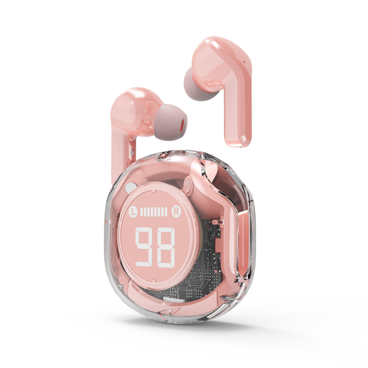 TWST-01-PK TECHMADE GEMBIRD AURICOLARI IN-EAR TWS TRASPARENTI ROSA 41464