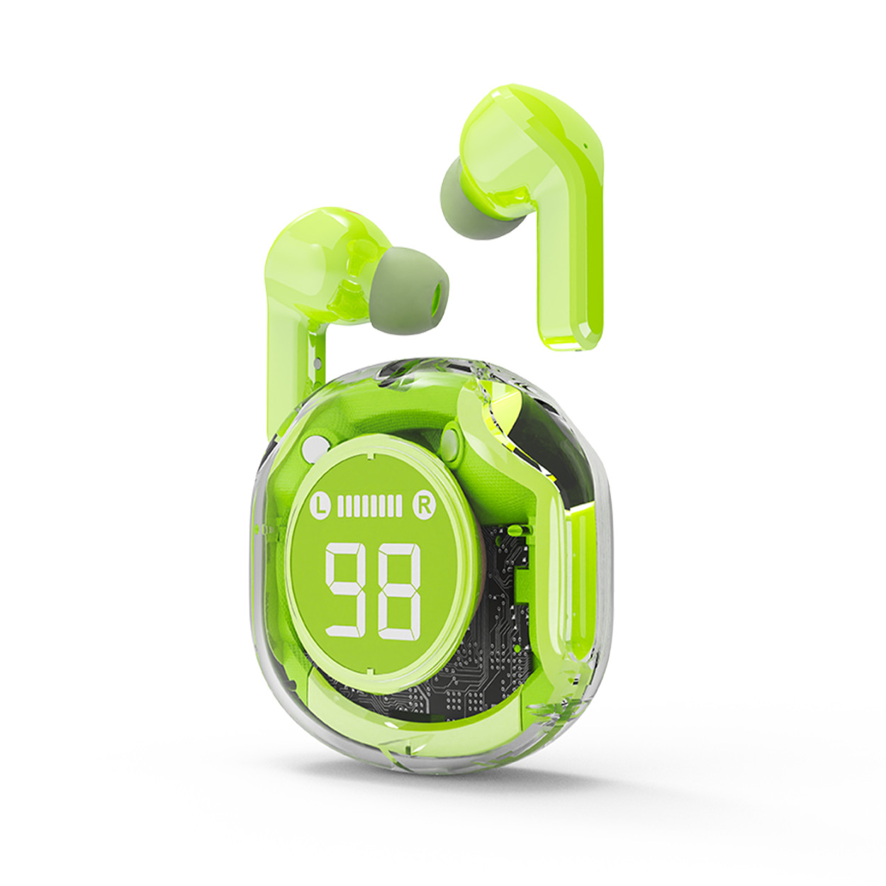 TWST-01-G TECHMADE GEMBIRD AURICOLARI IN-EAR TWS TRASPARENTI VERDE 41464