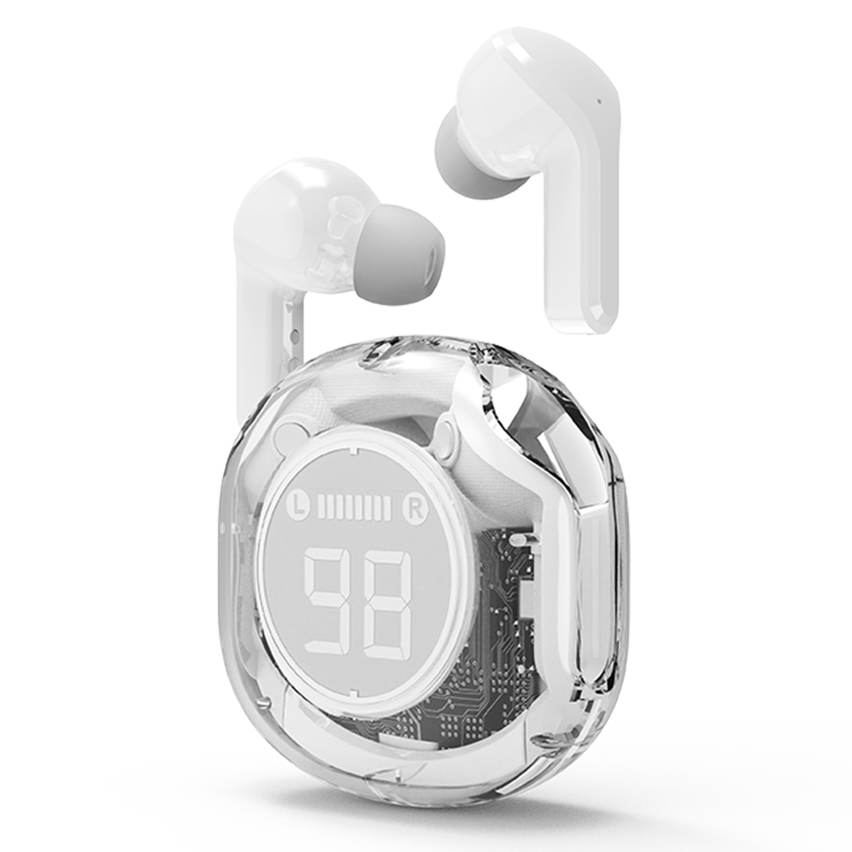 TWST-01-W TECHMADE GEMBIRD AURICOLARI IN-EAR TWS TRASPARENTI BIANCO 41464