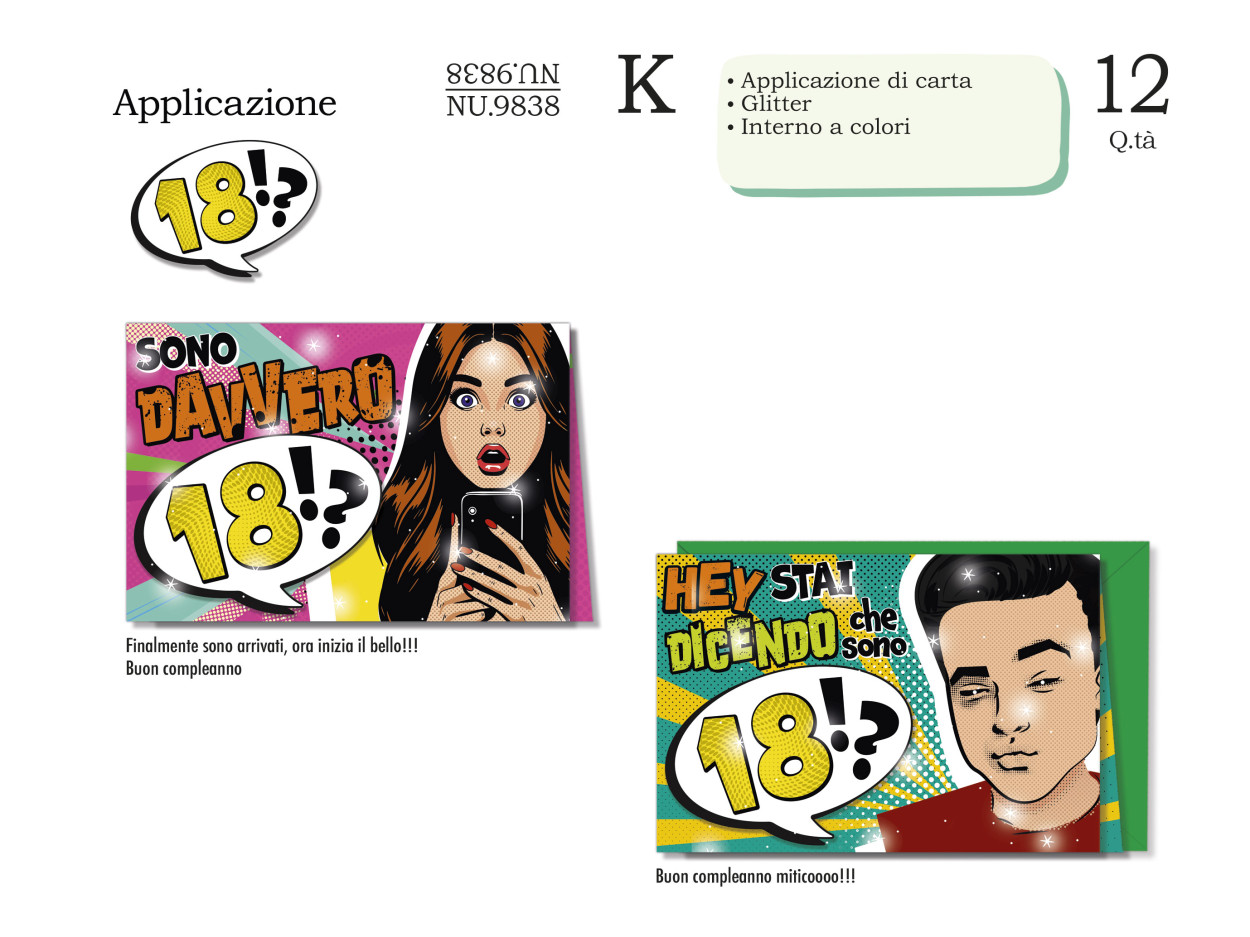 NU9838 BIGLIETTI 18 ANNI 40631