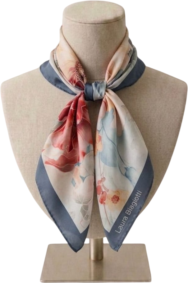 LB26S101-14 FOULARD FIORE ROMANTICO BLU 53x53cm 55392