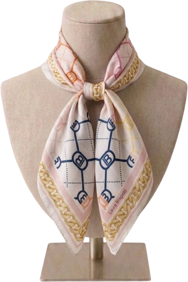 LB26S102-67 FOULARD CATENA LB MULTI AVORIO 53x53cm 55392
