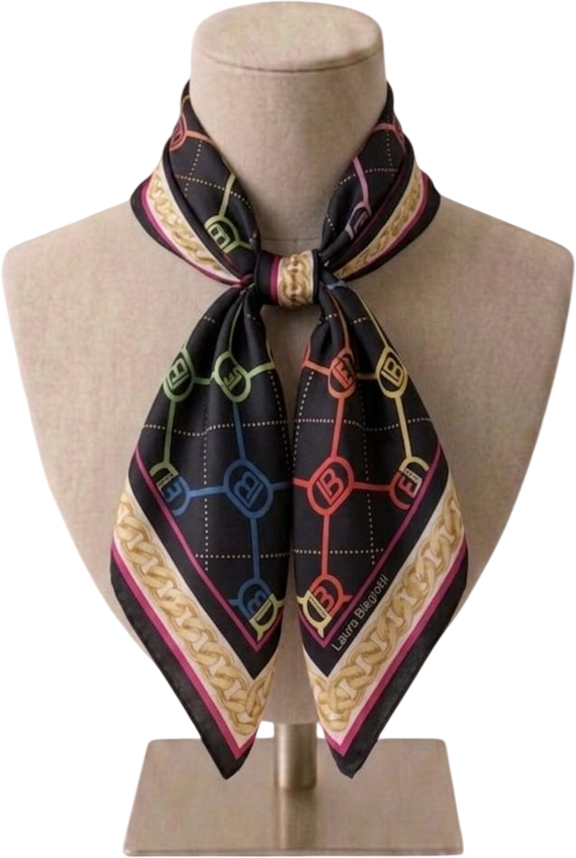 LB26S102-20 FOULARD CATENA LB MULTI NERO 53x53cm 55392