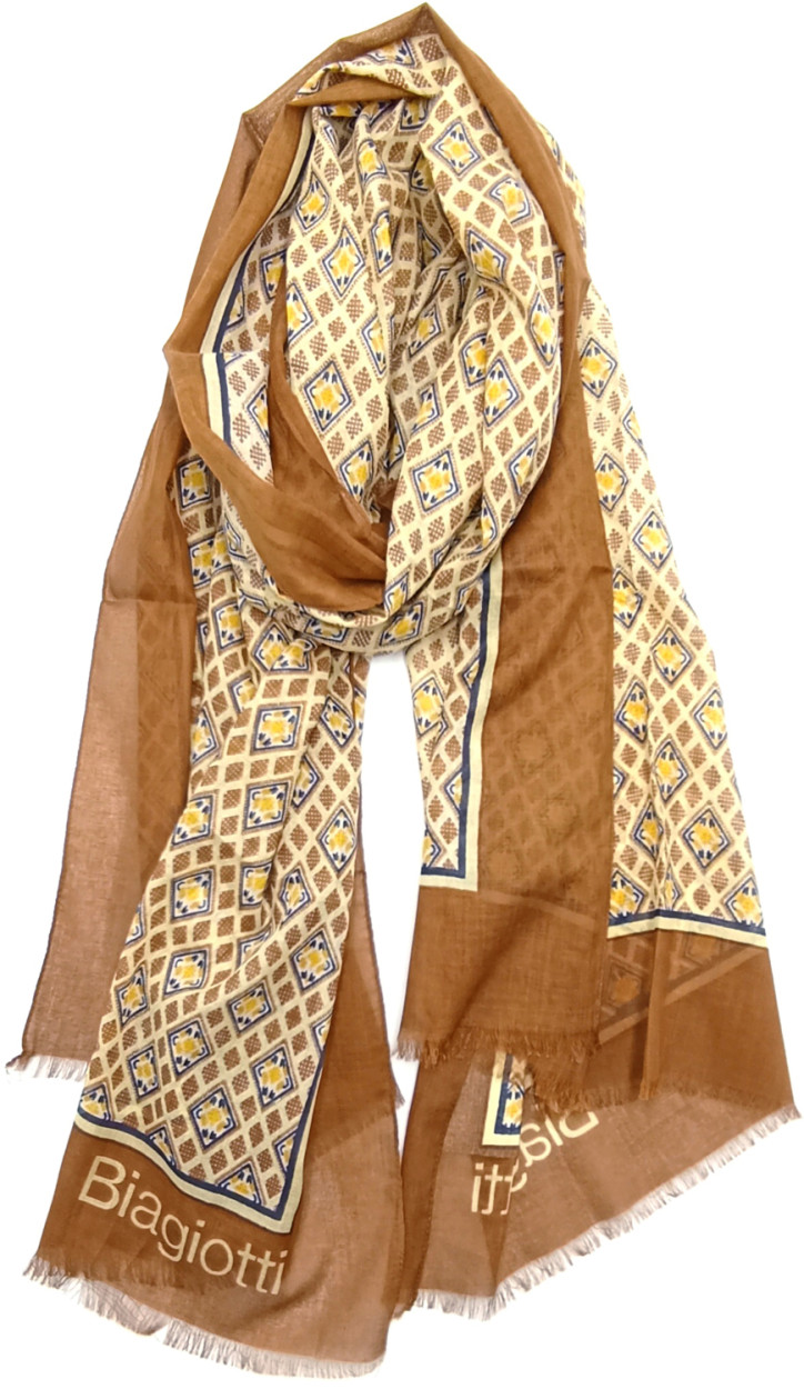 LB23S248-16 SCIARPA MICRO ROMBI MARRONE 70x180cm 55392