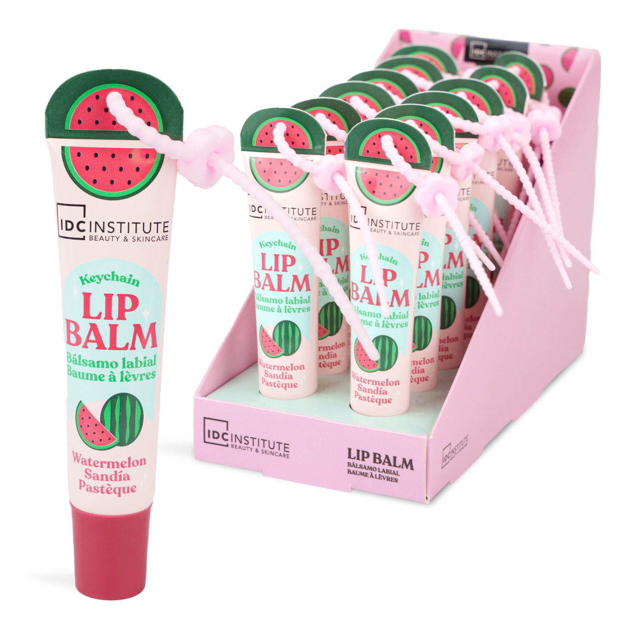 IDC INSTITUTE WATERMELON KEYCHAIN LIP BALM 99392 52555