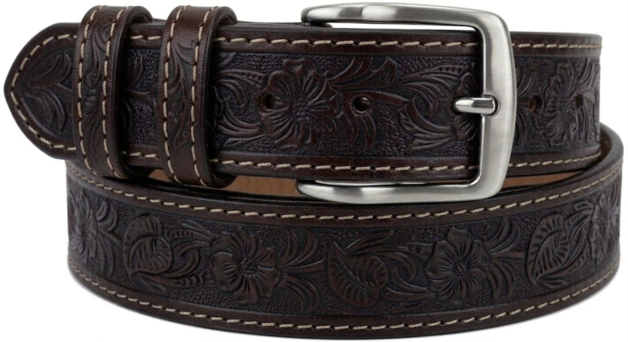 CINTURA IN PELLE 040/5940/CUOIO/STAMPATO/40027 MORO