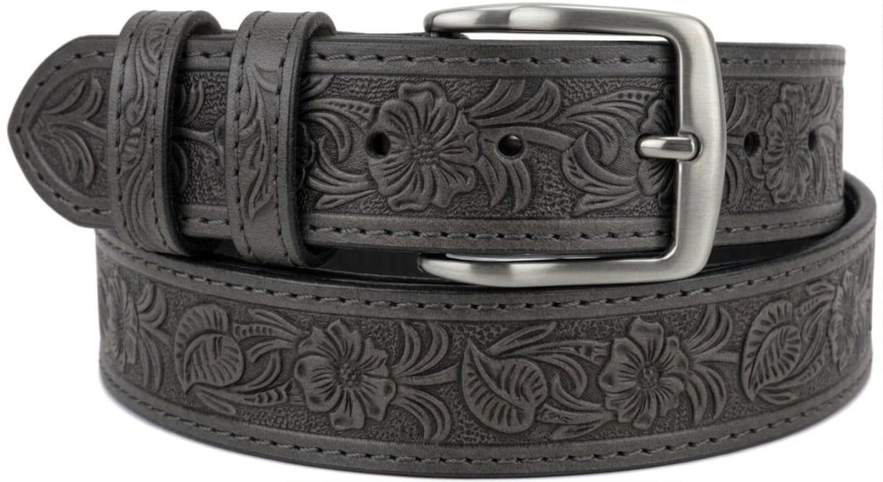 CINTURA IN PELLE 040/5940/CUOIO/STAMPATO/40027 GRIGIO