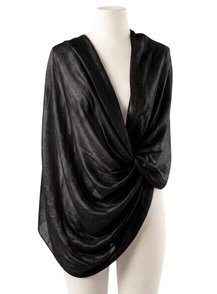 SCIARPA SHANTUNG 181538 NERO CHARRO 90x180cm 40351
