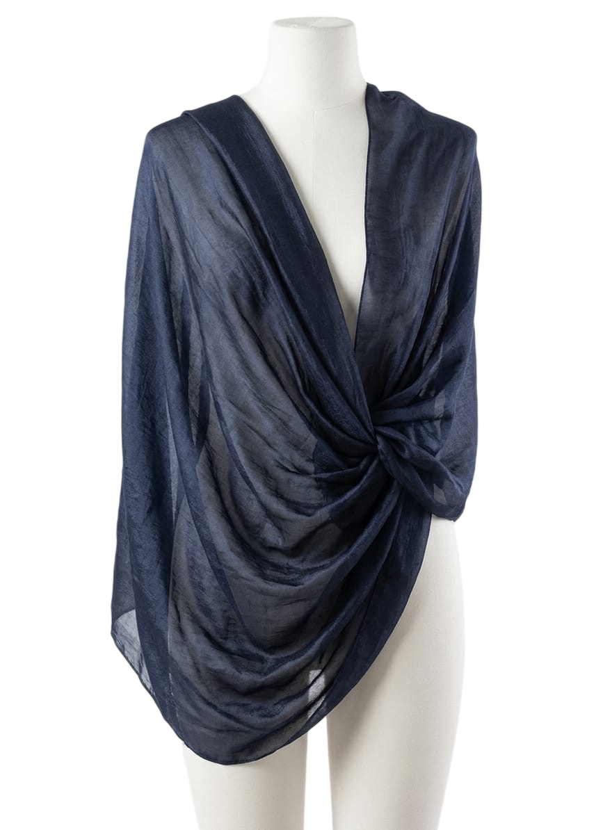 SCIARPA SHANTUNG 181538 NAVY CHARRO 90x180cm 40351
