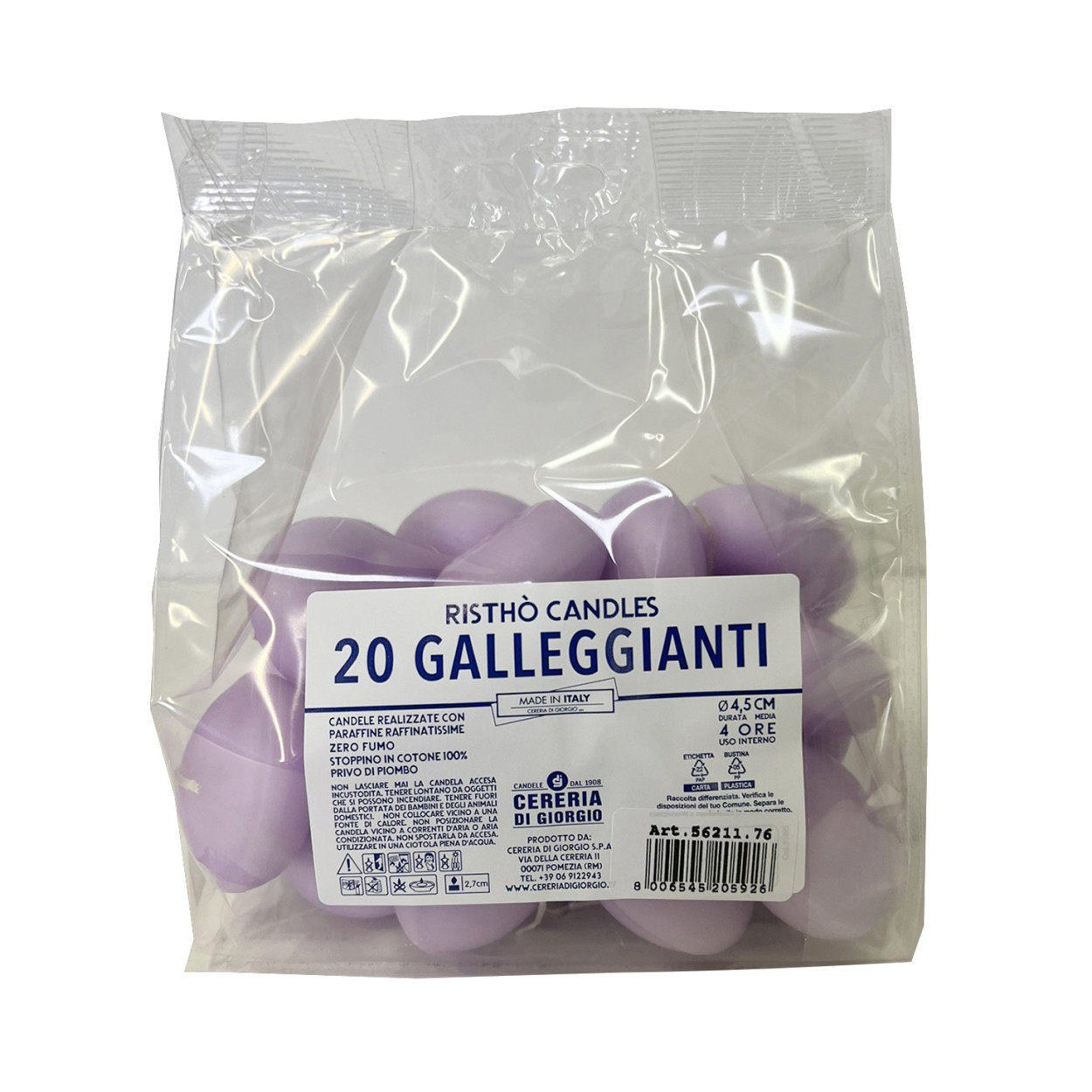 CANDELE GALLEGGIANTI OVALE BUSTA 20pz ROSA VIOLA POLVERE/POWDER PURPLE 56211 53921