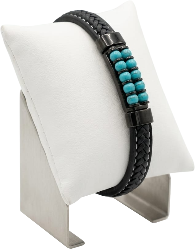 ACBR2350 BRACCIALE ECOPELLE 12 SFERE TURCHESE 52533
