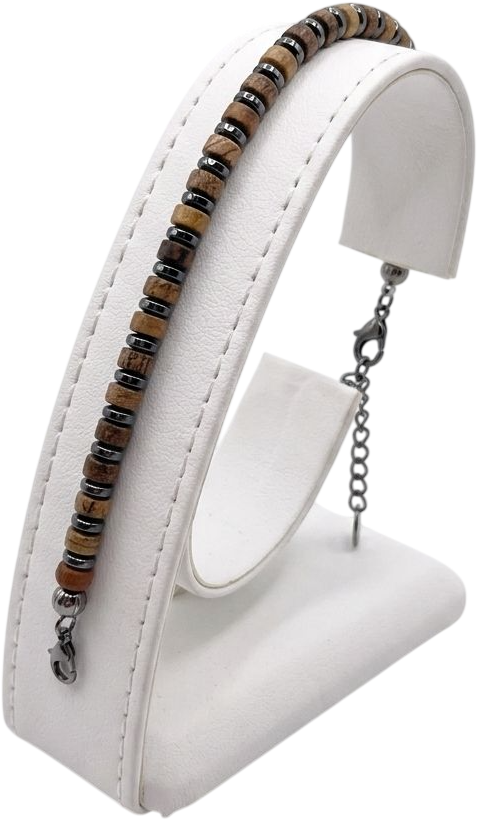 ACBR2367 BRACCIALE CON CILINDRI ACCIAIO E AVENTURINO 52533