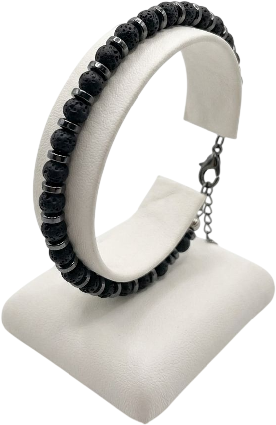 ACBR2368 BRACCIALE ACCIAIO CON PIETRA LAVICA 52533