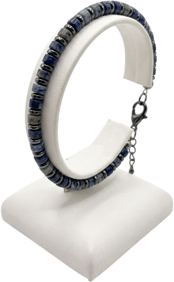 ACBR2364 BRACCIALE ACCIAIO CON PIETRE GRIGIO/BLU 52533