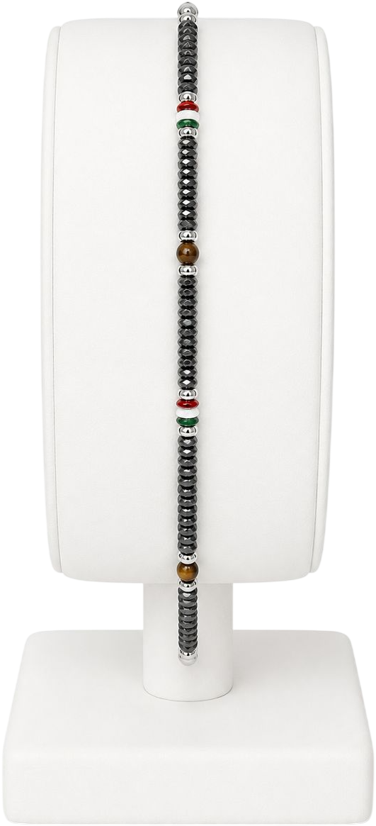 ACBR2290M BRACCIALE ACCIAIO CON PIETRE COLORATE MARRONE CENTRO BANDIERA ITALIA 52533