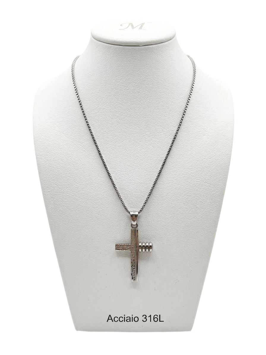 CLA3105 COLLANA ACCIAIO CROCE DORATA UOMO 52533