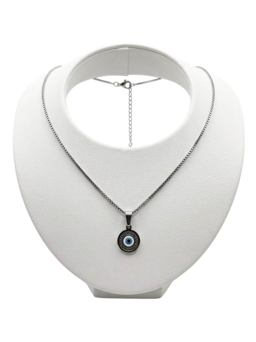 ACCL9102 COLLANA ACCIAIO PENDENTE OCCHIO DI ALLAH TONDO 52533