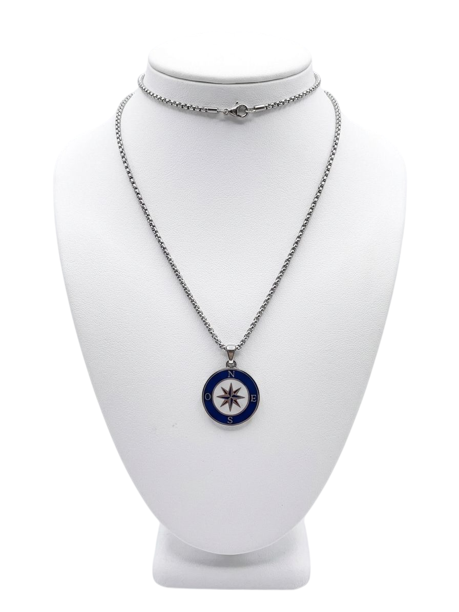 ACCL9080 COLLANA PENDENTE ROSA DEI VENTI BLU E BIANCO 52533