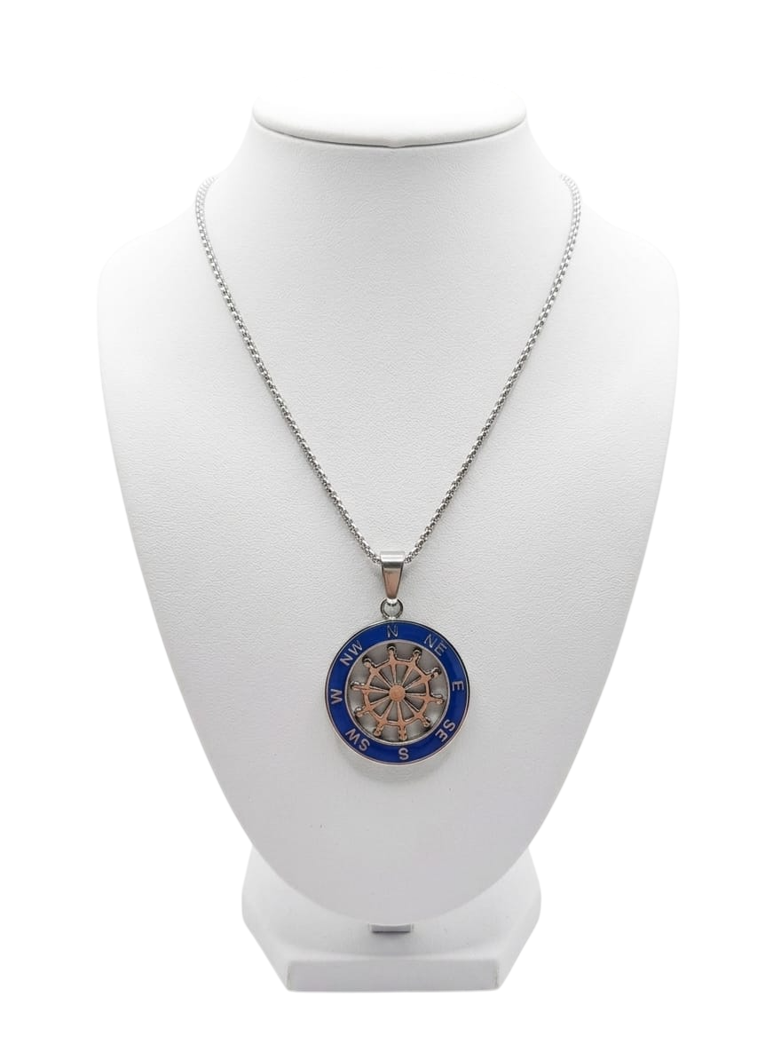 ACCL9003 COLLANA ACCIAIO TIMONE CON ROSA DEI VENTI 52533