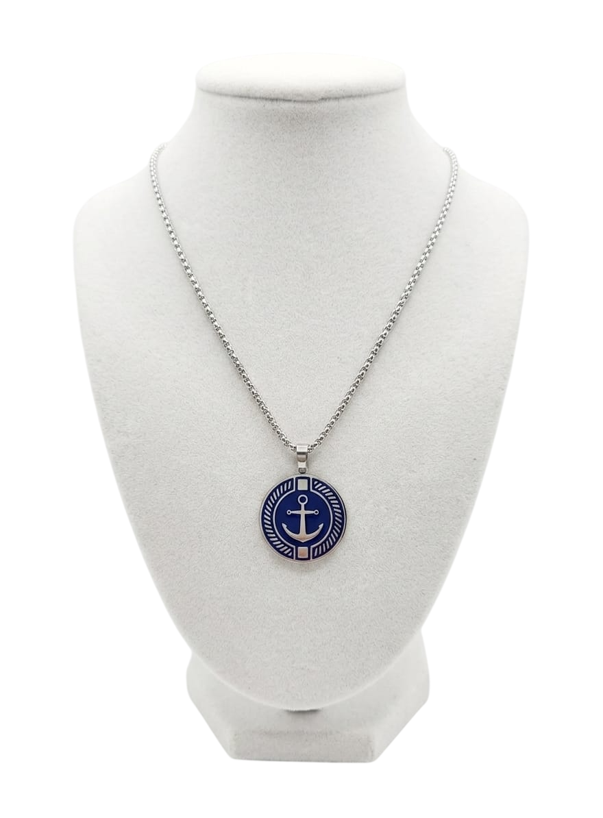 ACCL9066 COLLANA PENDENTE ANCORA SFONDO BLU 52533