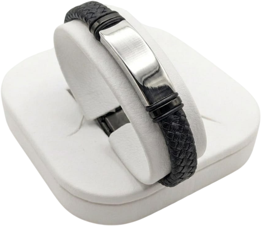 ACBR2355 BRACCIALE ECOPELLE PIASTRA CENTRALE ACCIAIO 52533