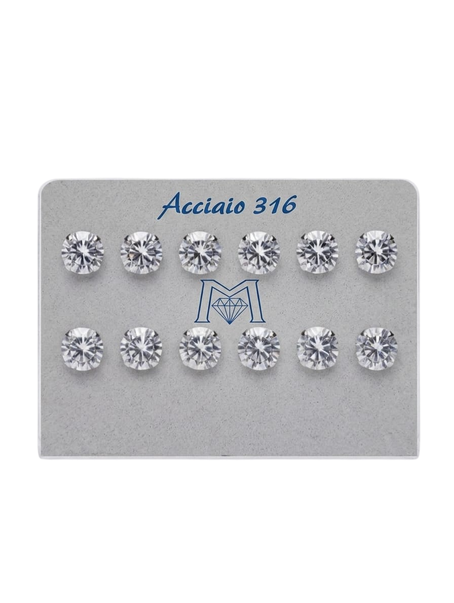 ACOR6018 ORECCHINI PUNTO LUCE ACCIAIO 8mm CONFEZIONE 6 PAIA 52533