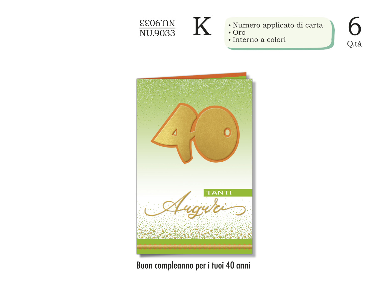 NU9033 BIGLIETTI NUMERI APPLICAZIONE PALLONCINO 40 40631