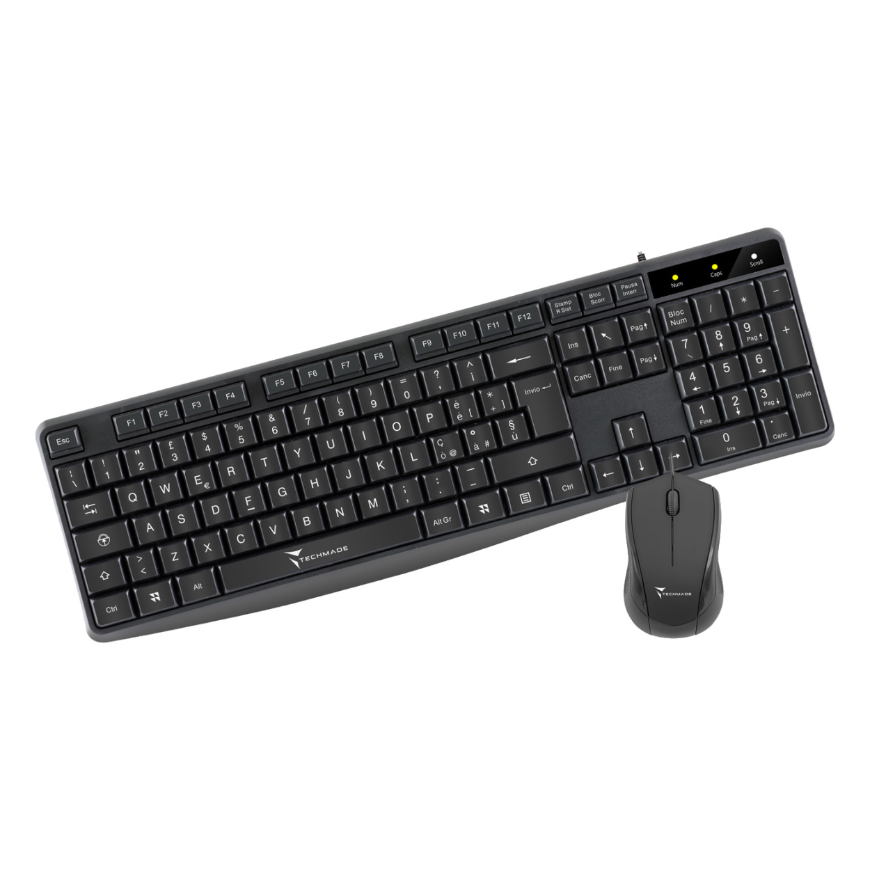 TM-KM002 TECHMADE KIT DI TASTIERA E MOUSE CON FILO USB COLORE NERO 41464