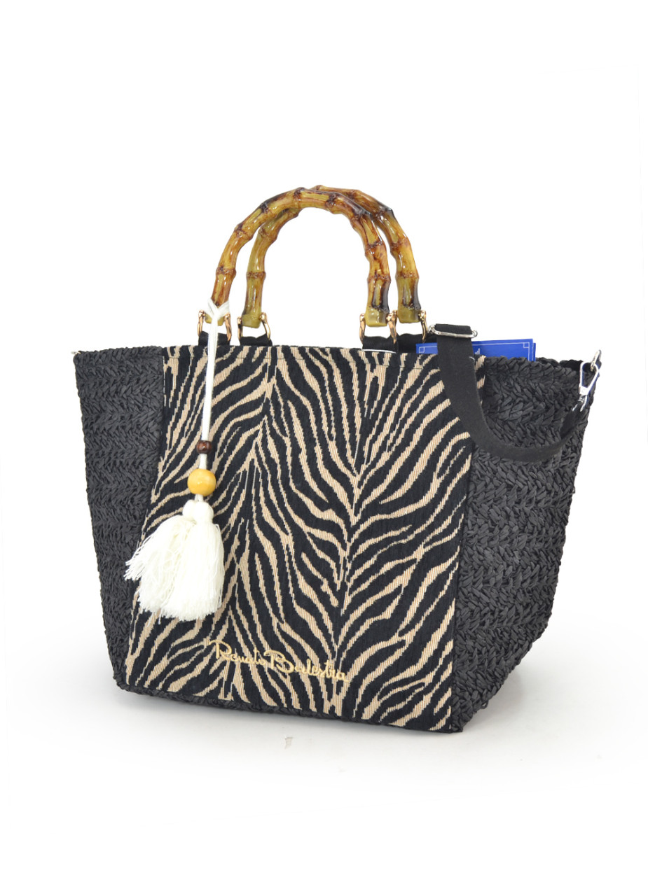 62001/ZAN2 NE BORSA BAMBOO NERO 44x28x20cm 41233