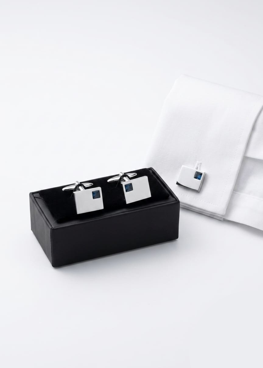 TN-65R GEMELLI UOMO ARGENTO E STRASS BLU 40421