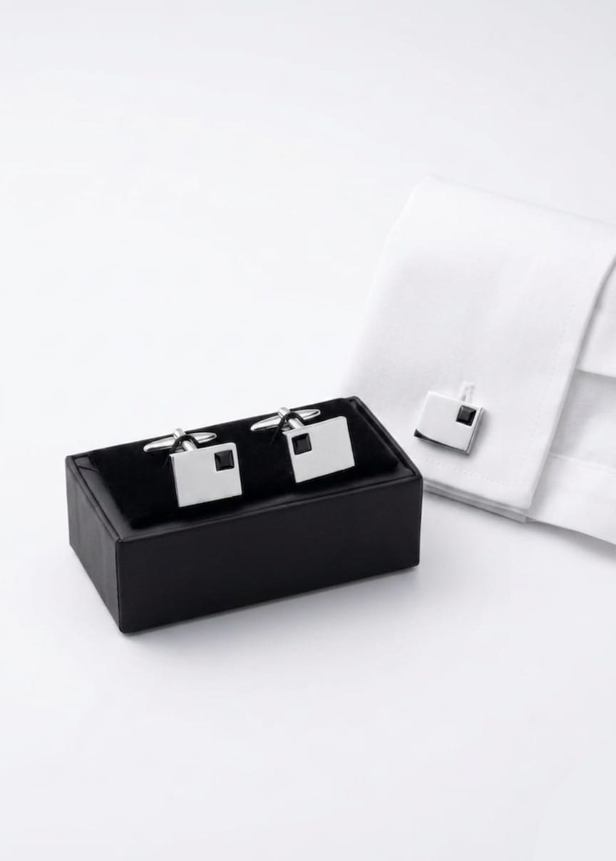TN-65R GEMELLI UOMO ARGENTO E STRASS NERO 40421