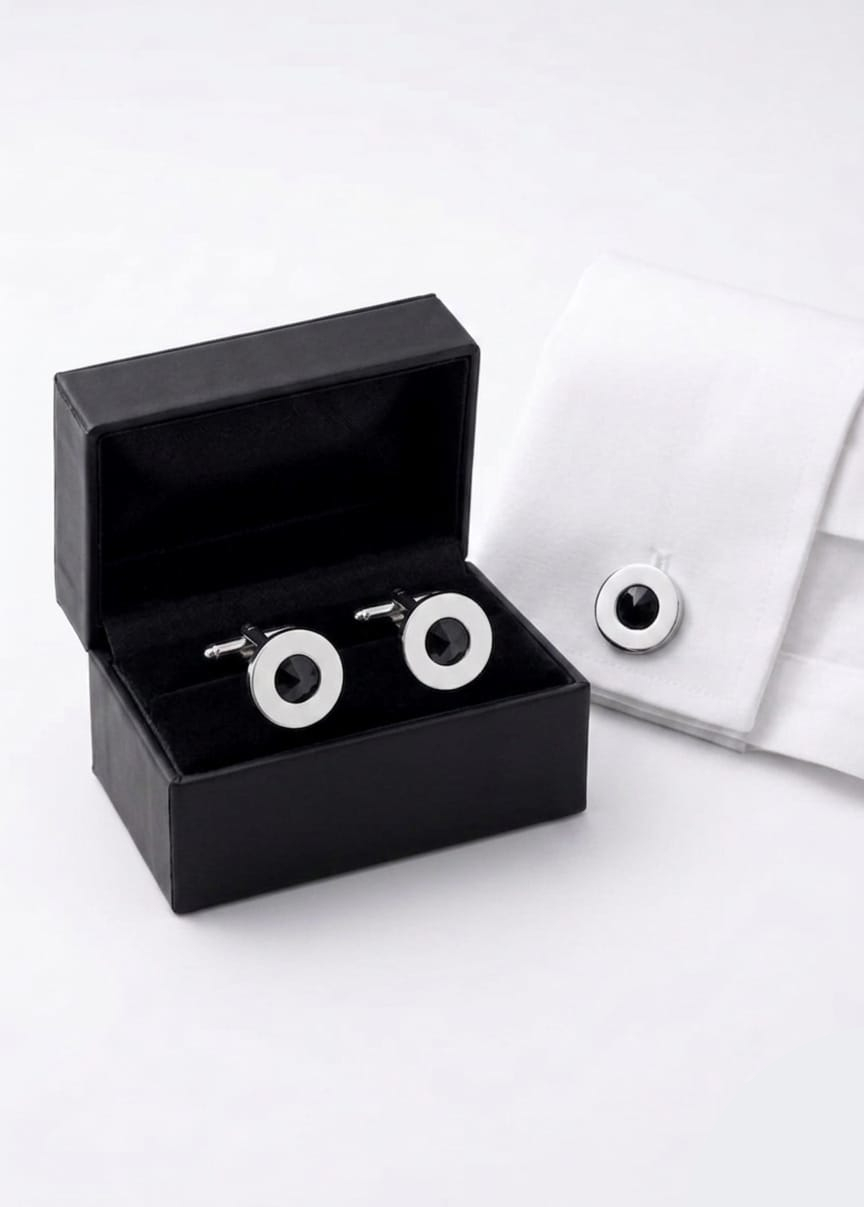 270-8R1 GEMELLI ARGENTO E PIETRA NERO 40421