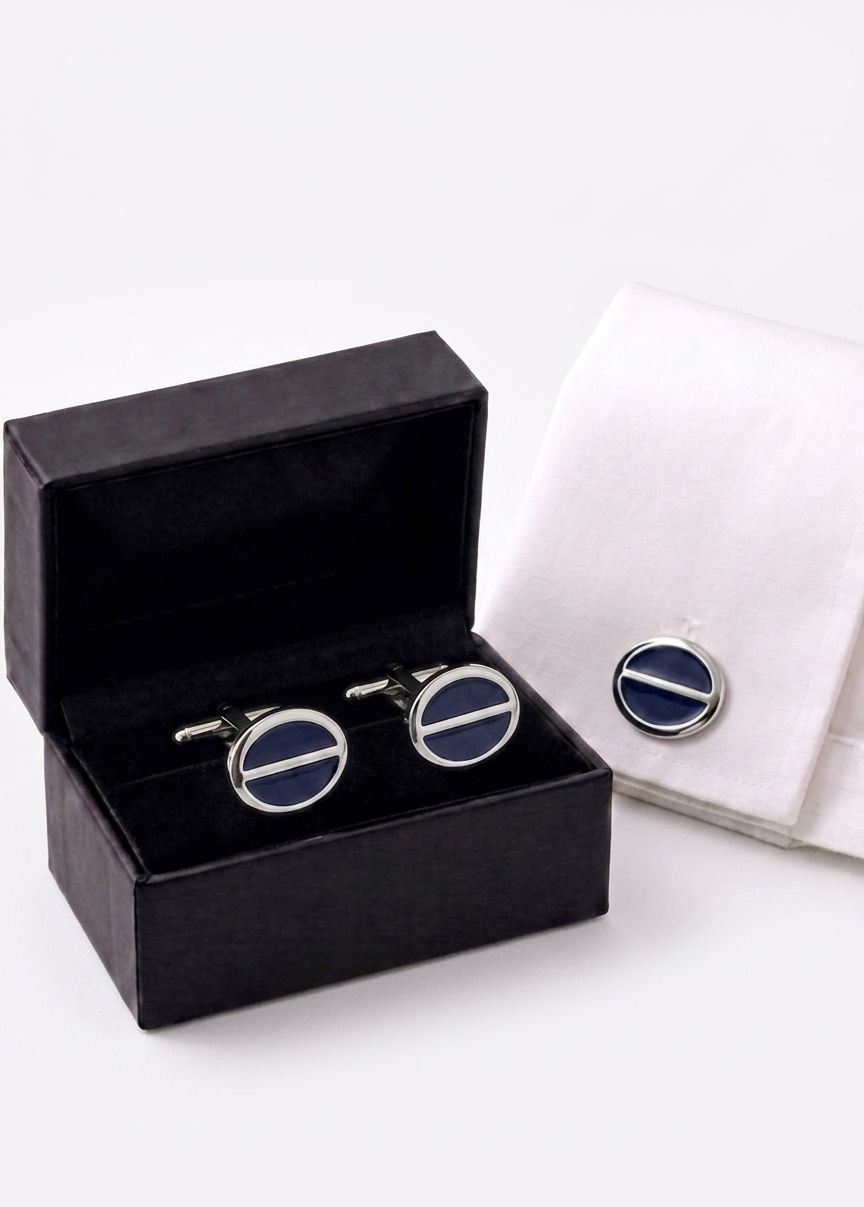 TN-76R GEMELLI ARGENTO E SMALTO BLU 40421