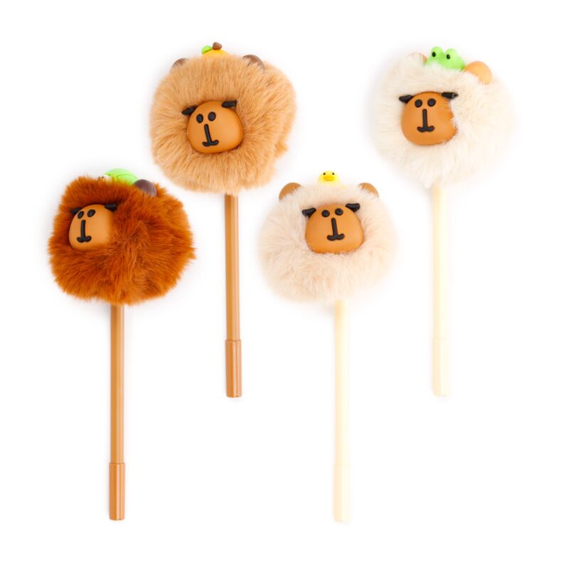 PEN351 PENNA CON TOPPER POMPON PELUCHE CAPIBARA 41273