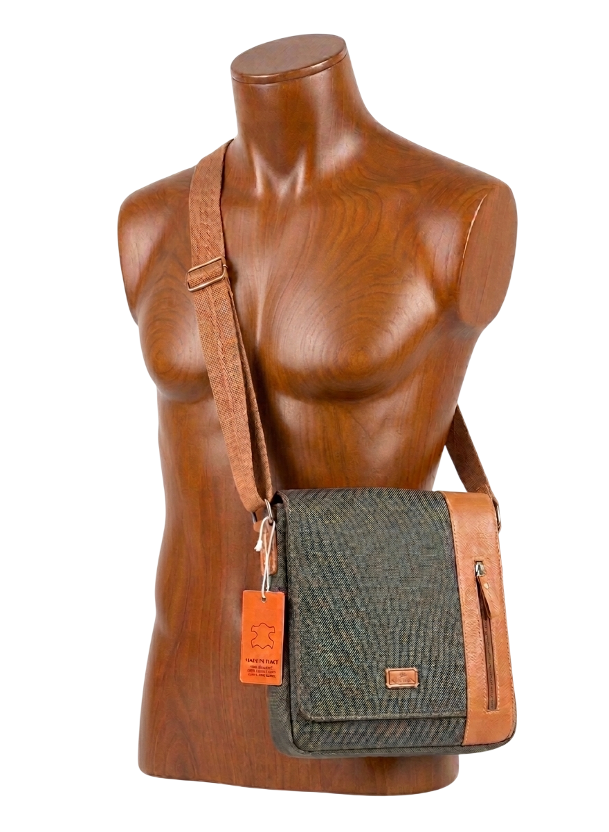 BORSETTA TRACOLLA TESSUTO VERA PELLE D6411 697
