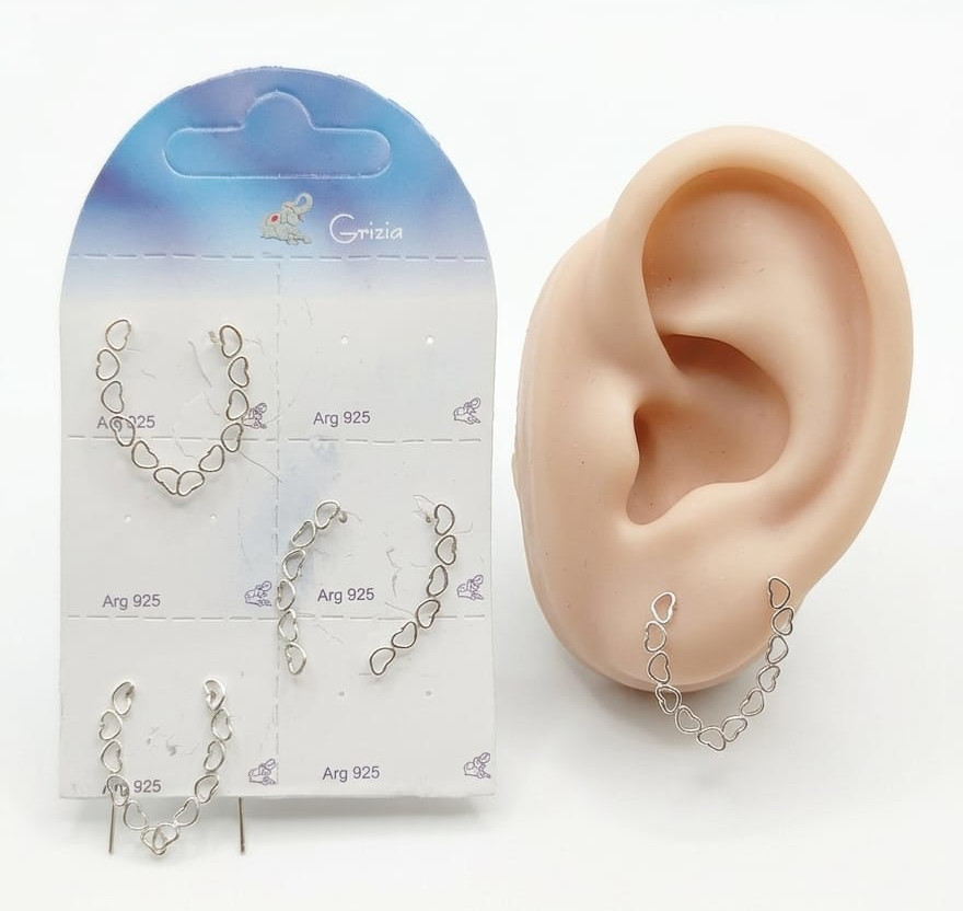OR3967 ORECCHINI 6 CUORI CF.3 PA ARG.925 41235
