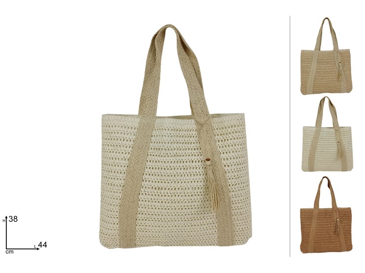 BORSA MARE 44x38cm JUTA CON MANICO IN PAGLIA 698921 40842