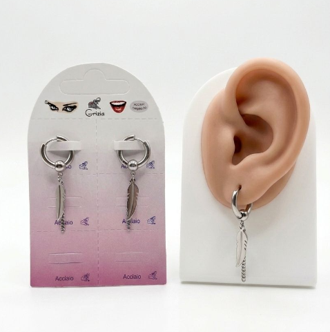 OR0201 CERCHIO PEND. PIUMA E CAT. ACCIAIO 41235