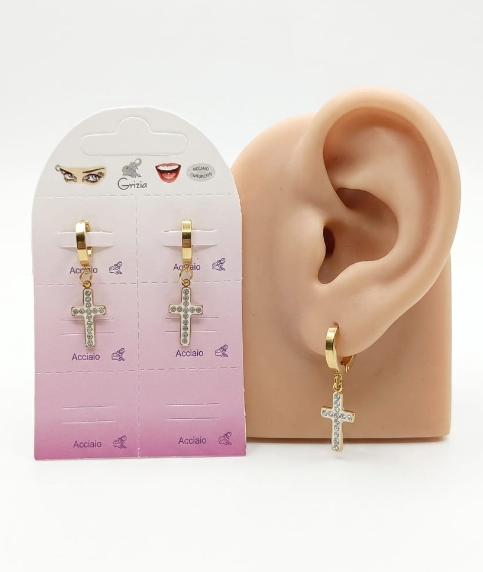 OR0215 CERCHIO PEND. CROCE ZIRC. ACC. DORATO 41235