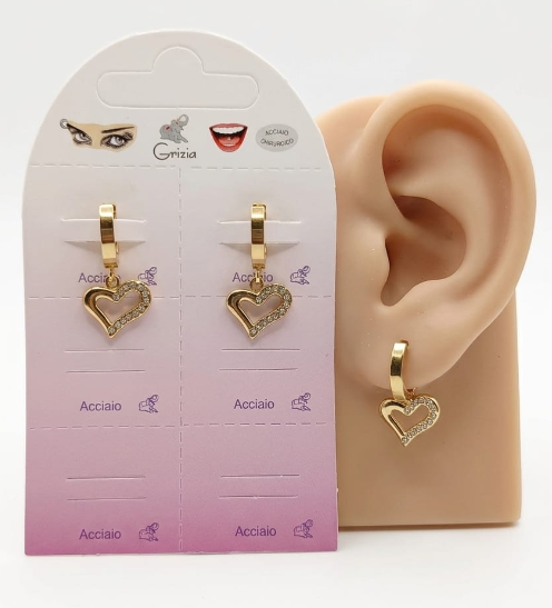 OR0206 CERCHIO PEND. CUORE ZIRC. ACC. DORATO 41235