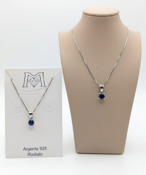 PD4394H PENDENTE PUNTO LUCE 4,5MM BLU + COLLANA 50cm 52533