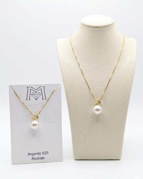 ARPD11057 PENDENTE PERLA CON ZIRCONE 8MM DORATO CON VENEZIANA 40cm 52533