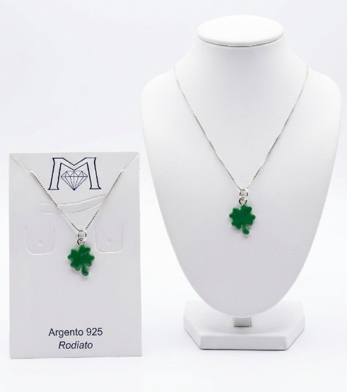 ARPD11097 PENDENTE QUADRIFOGLIO VERDE + COLLANA 52533