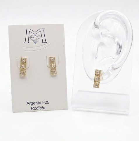 OR4987C ORECCHINI DORATI 3 QUADRATI CRYSTAL 52533