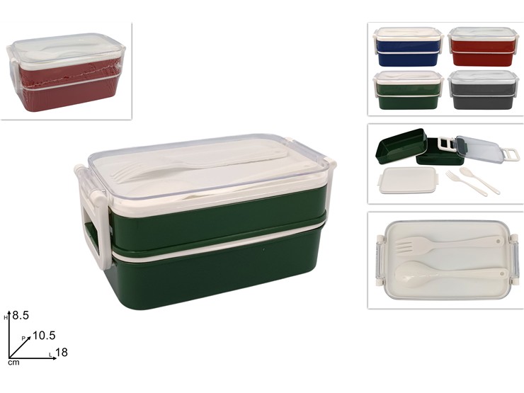 CONTENITORE PORTA PRANZO/MERENDA CON POSATE 700693 40842