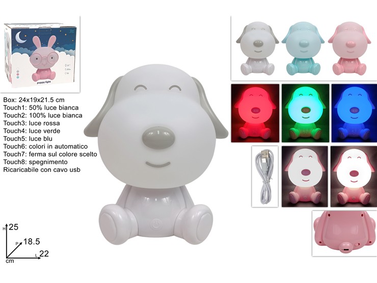 LAMPADA LED CAGNOLINO RICARICABILE CON CAVO 685372 40842