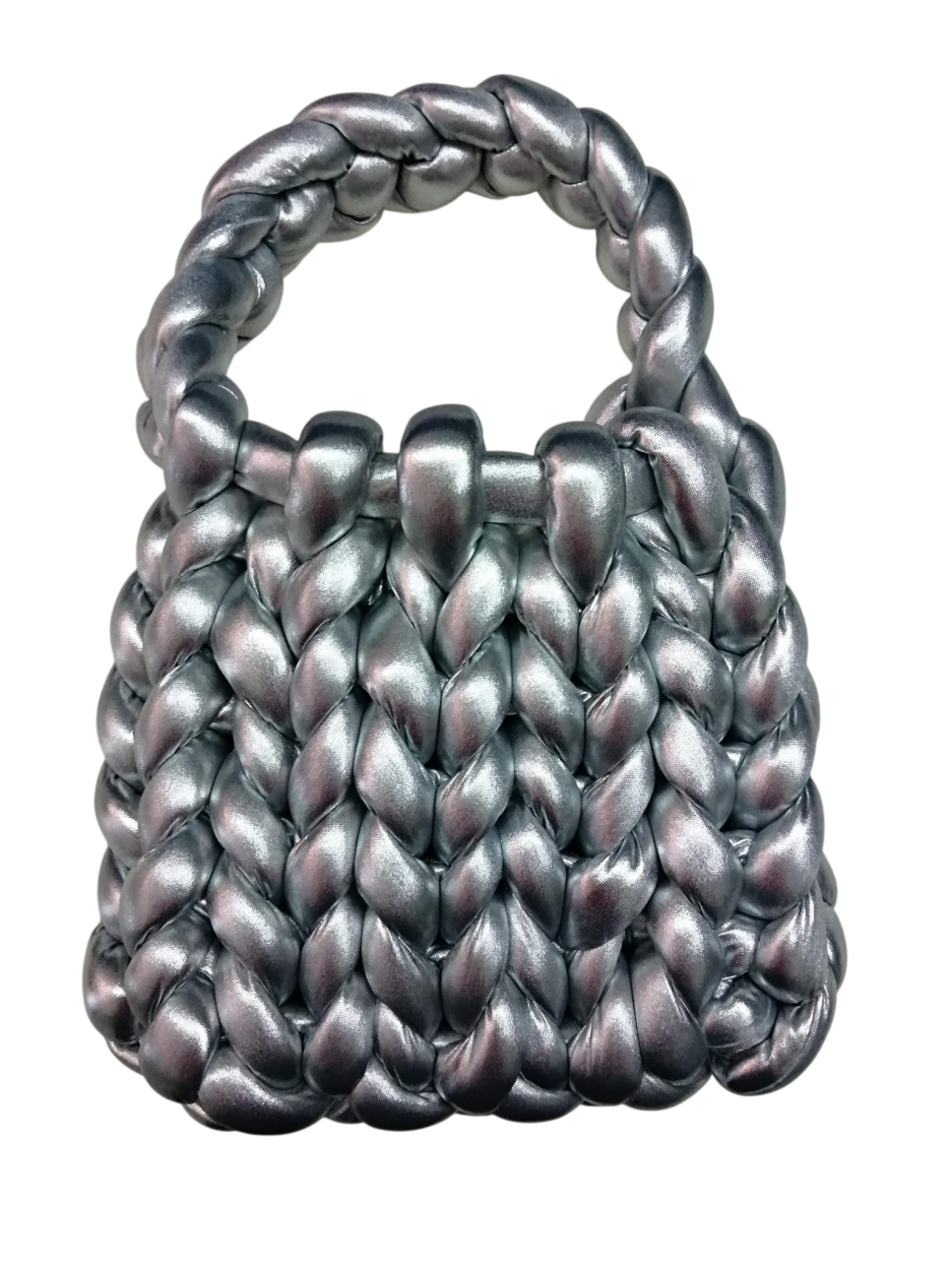 SOFTBAG-02 BORSA INTRECCIO LUREX ARGENTO 41114