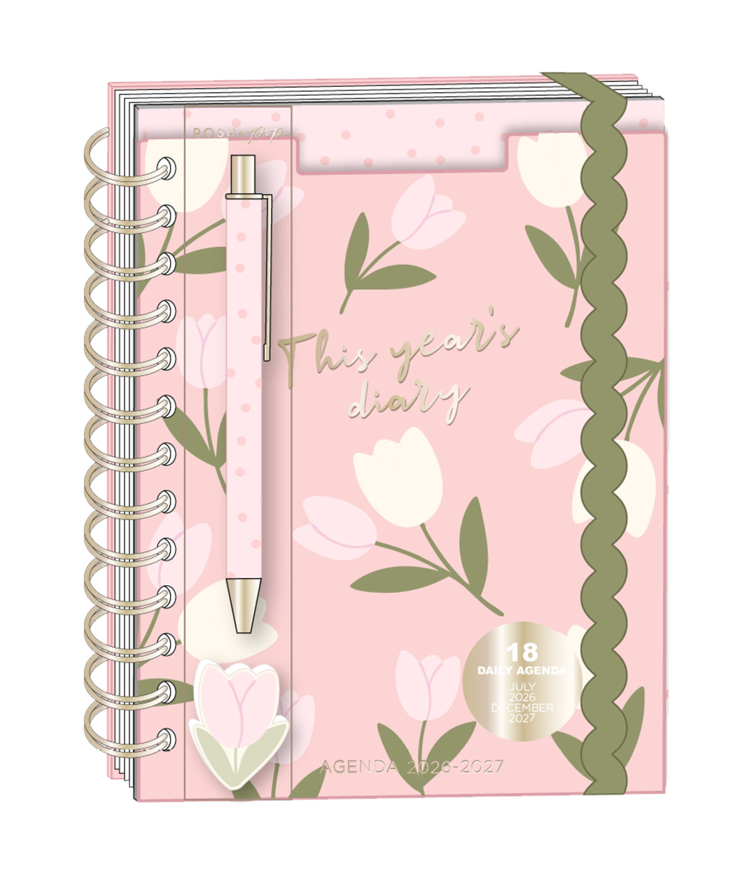 AGENDA SPIRAL 18 MESI GIORNALIERA FIORI 17x21cm CON PENNA 31227PA-D5785 41434