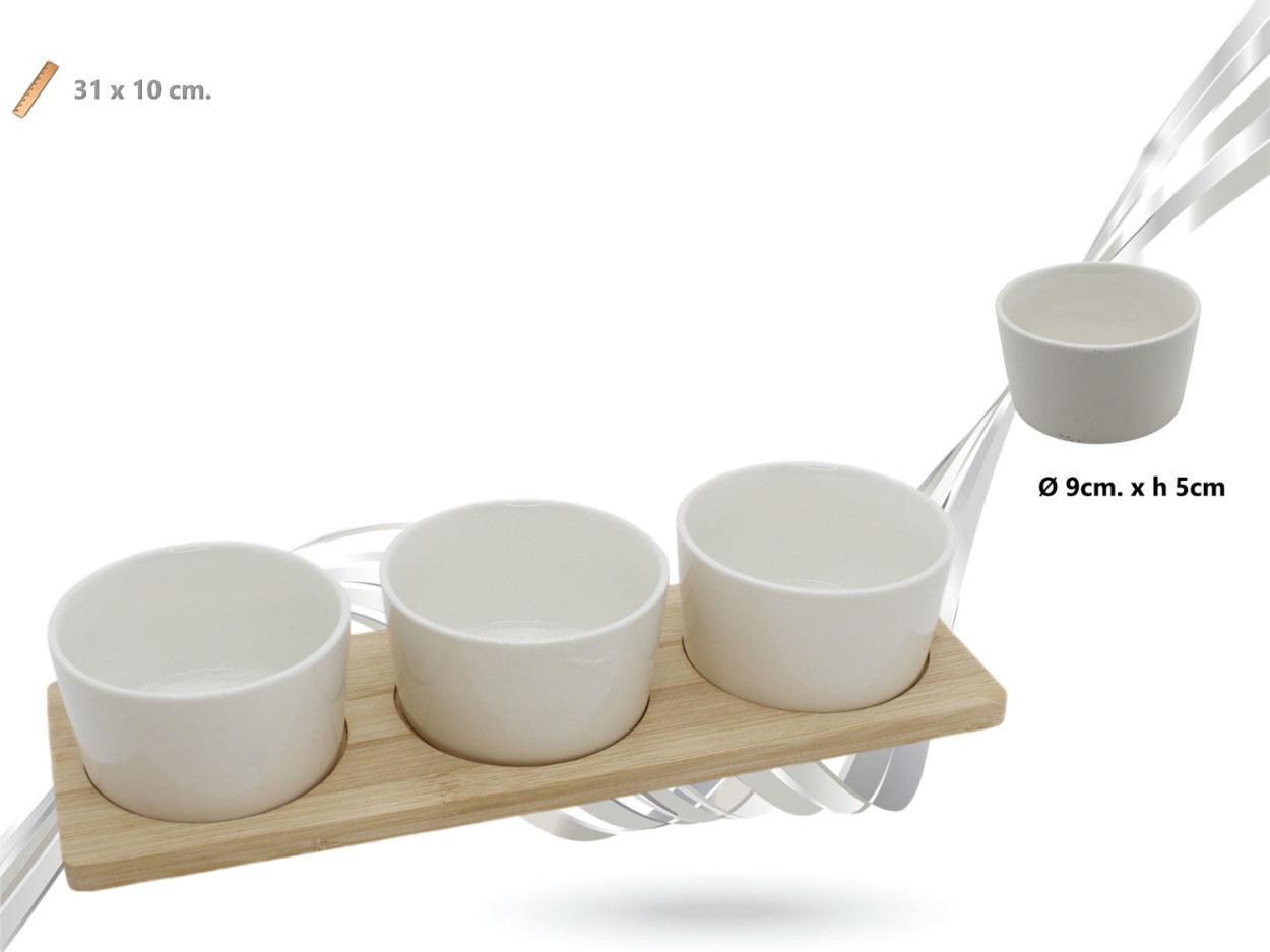 SET 3 CIOTOLE CON BASE LEGNO 015063 52548