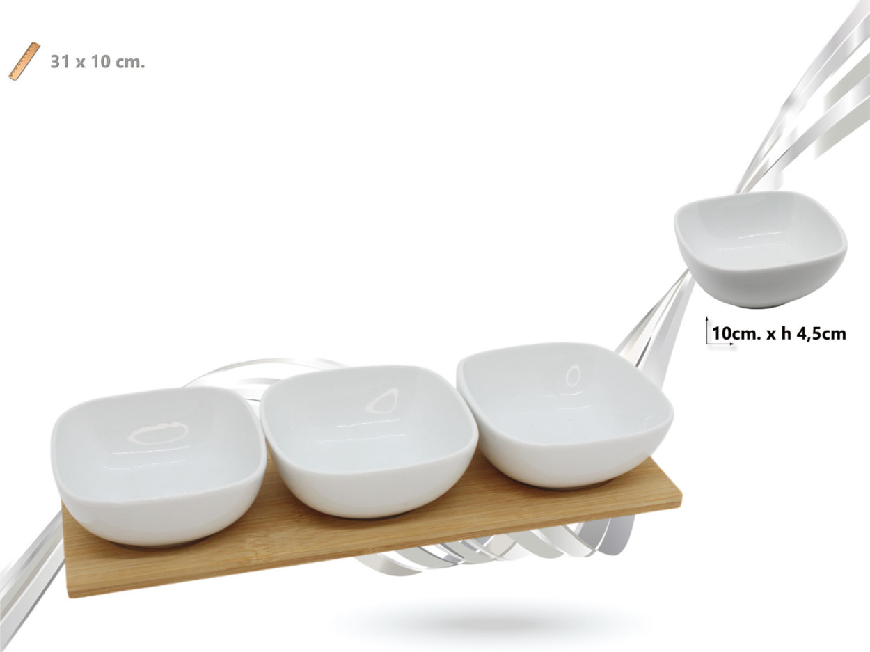 SET 3 CIOTOLE CON BASE LEGNO 015049 52548